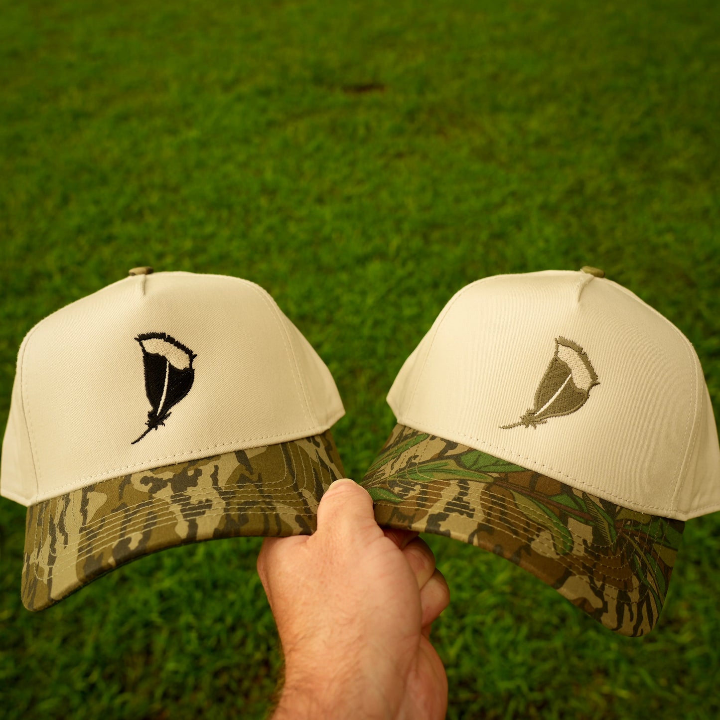 Panola Brand Camo Feather 2 Tone Trucker Snapback Hat