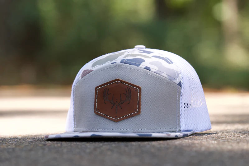Freak Outdoors Woodsman Steel Leather Patch 7 Panel Snapback Hat