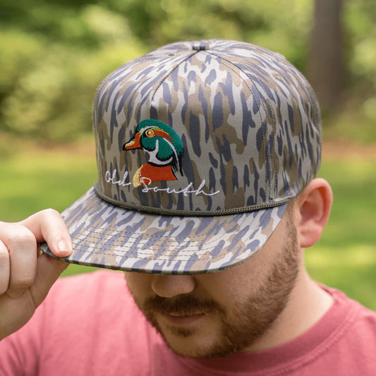 Old South Apparel Wood Duck Head Rope Snapback Hat