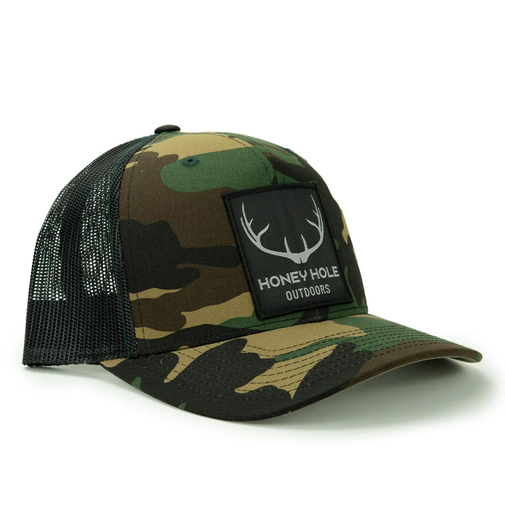 Honey Hole Outdoors Big Buck Black Patch Snapback Hat