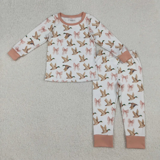 Baby Girls Ducks Bows Top Pants Pajamas Set