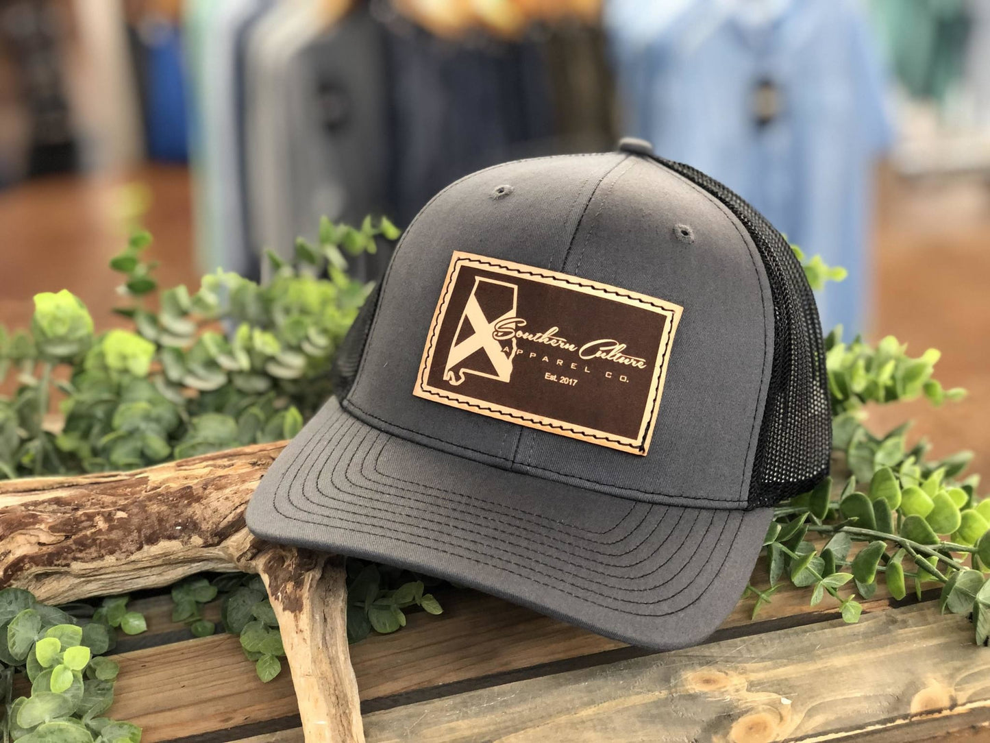 Southern Culture State Tradition Dark Leather Patch Snapback Hat