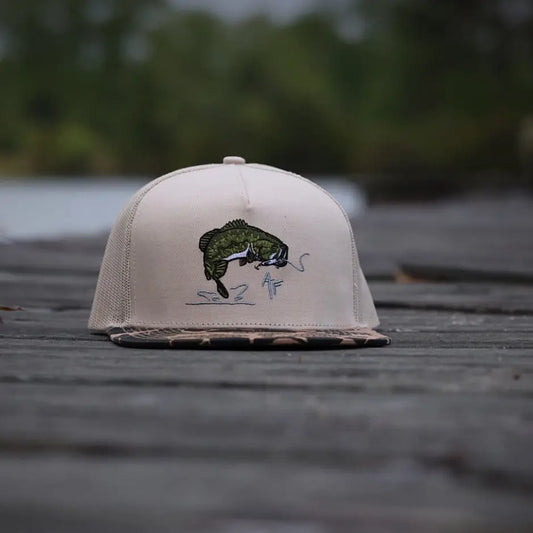 American Fetcher Largemouth Bass 7 Panel Snapback Hat
