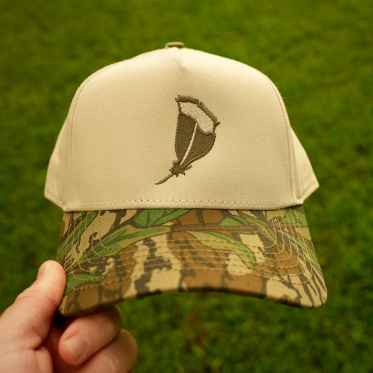 Panola Brand Camo Feather 2 Tone Trucker Snapback Hat