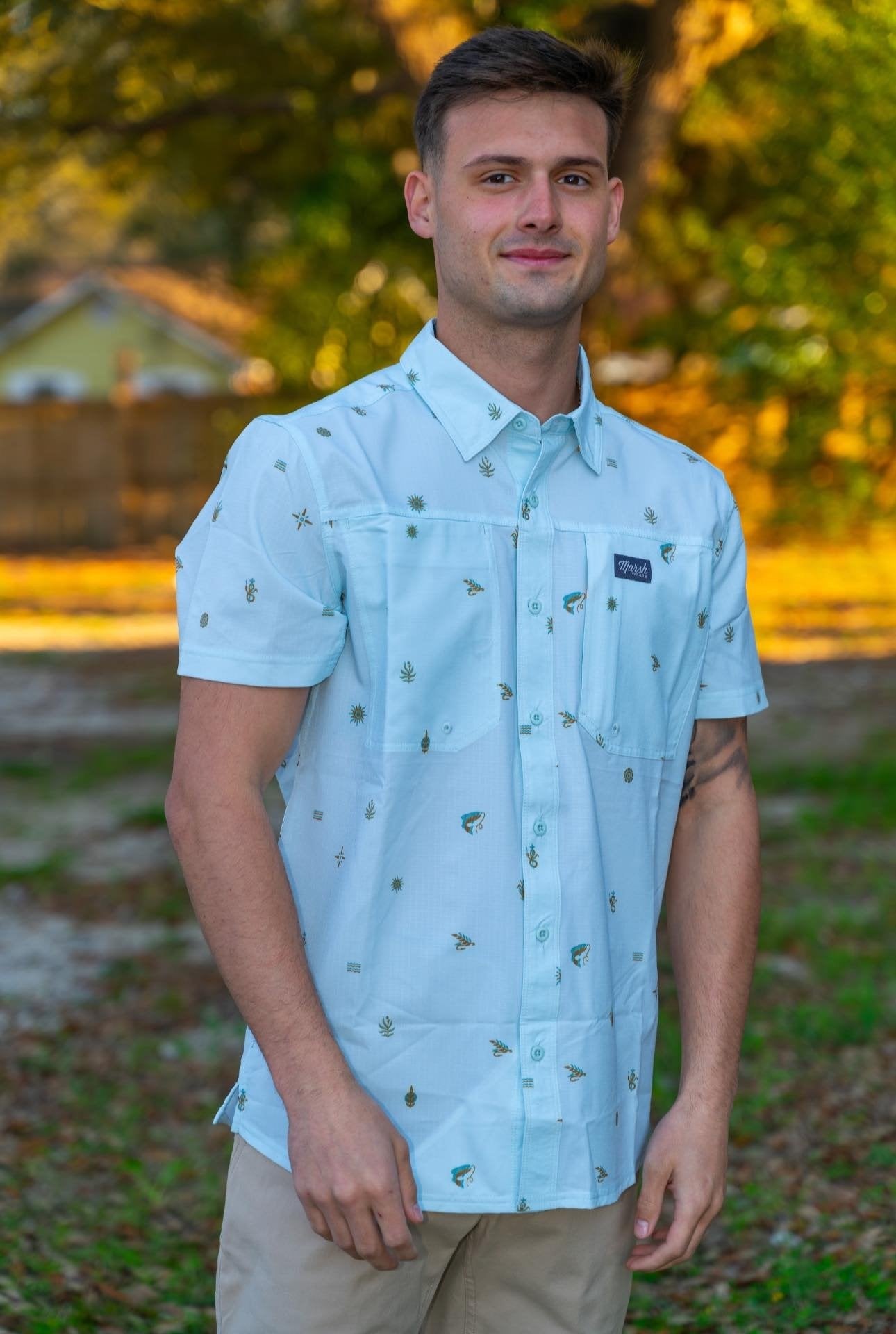Marsh Wear Apparel Men's Lenwood Printed S/S Button Down Shirt