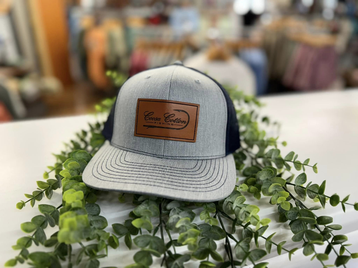 Coosa Cotton Logo Leather Patch Trucker Snapback Hat