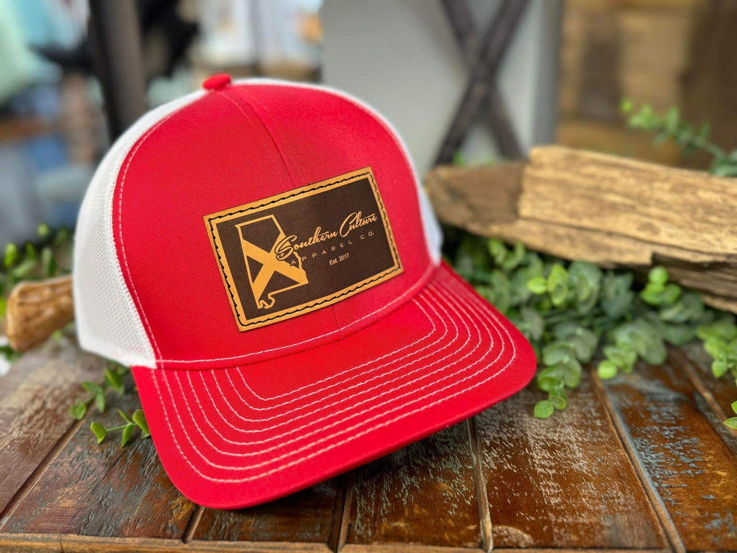 Southern Culture State Tradition Dark Leather Patch Snapback Hat