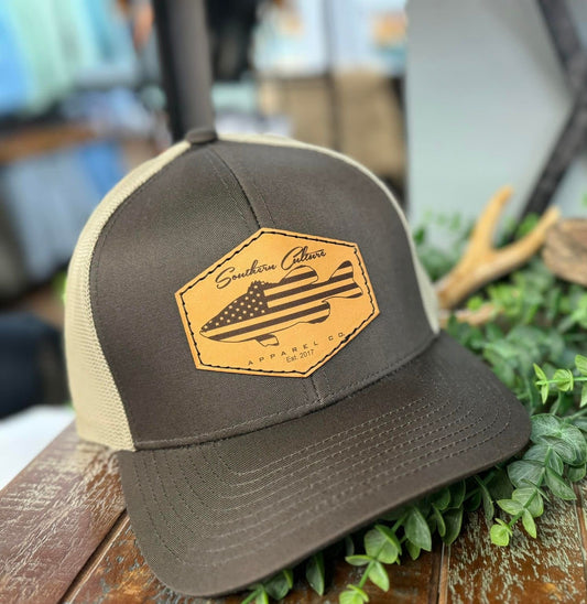 Southern Culture American Bass Light Leather Patch Snapback Hat