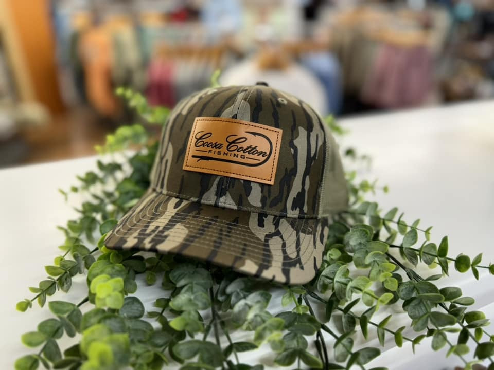 Coosa Cotton Logo Leather Patch Trucker Snapback Hat