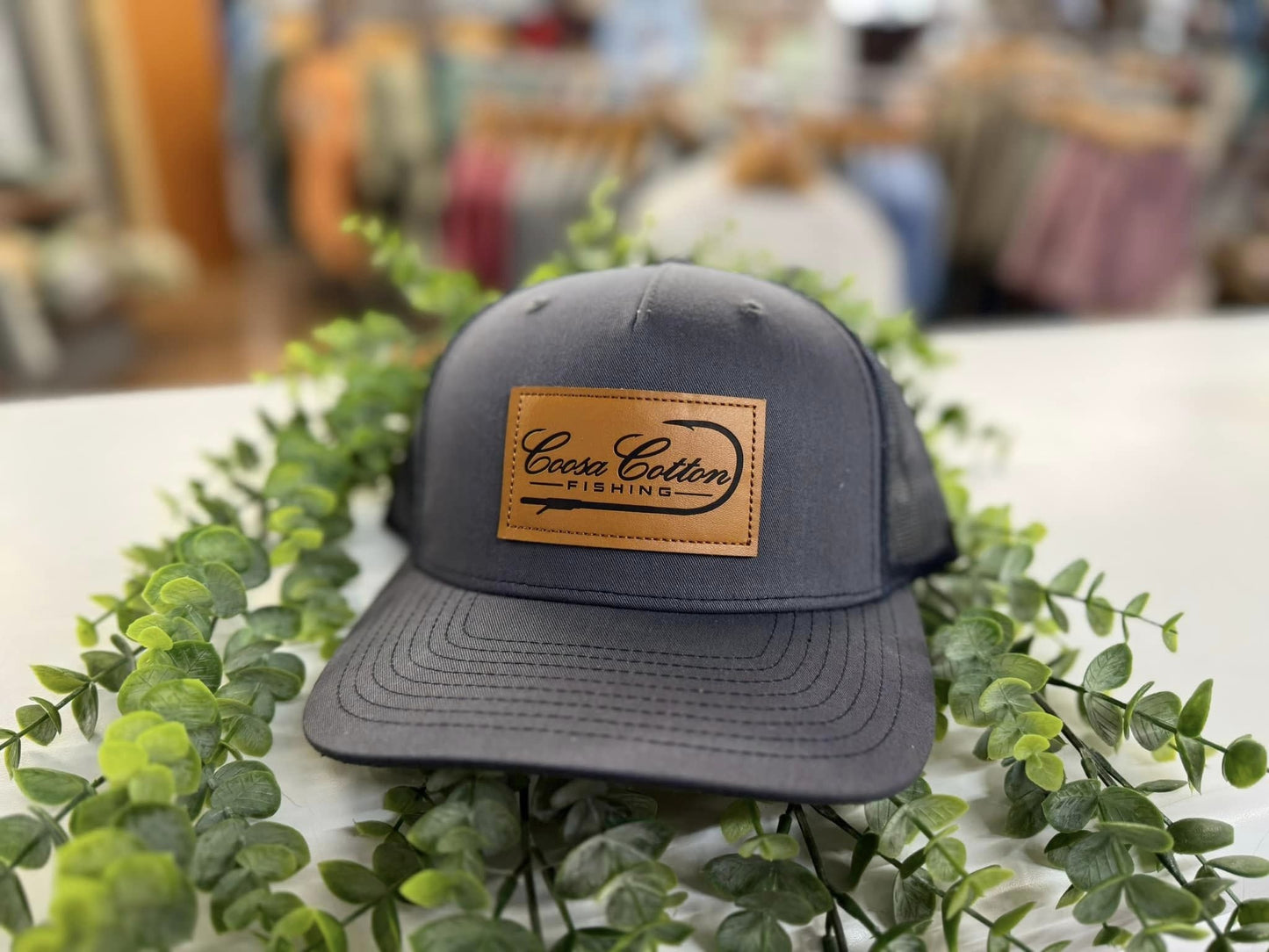 Coosa Cotton Logo Leather Patch Trucker Snapback Hat