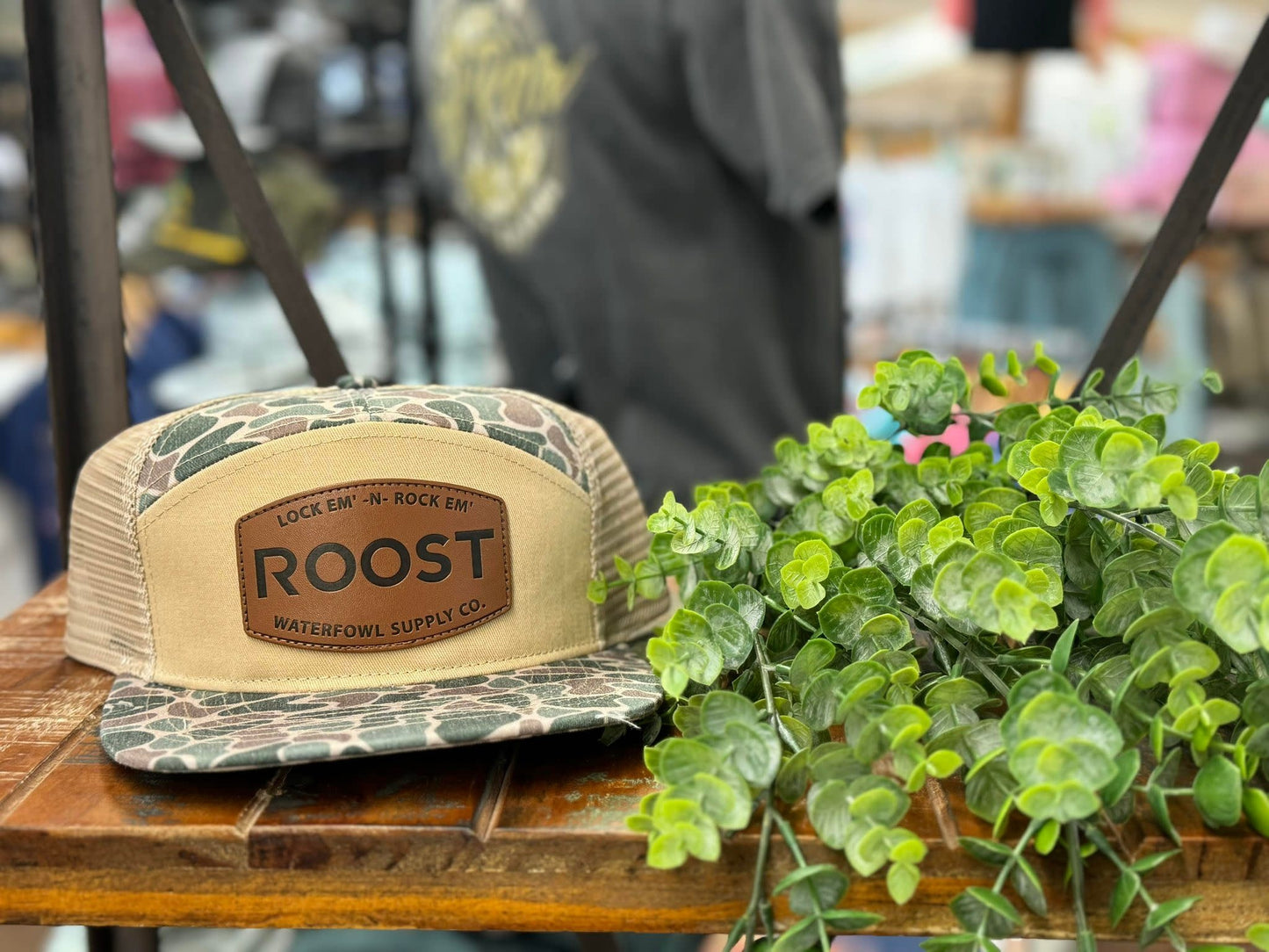 Roost Leather Patch 7 Panel Snapback Hat