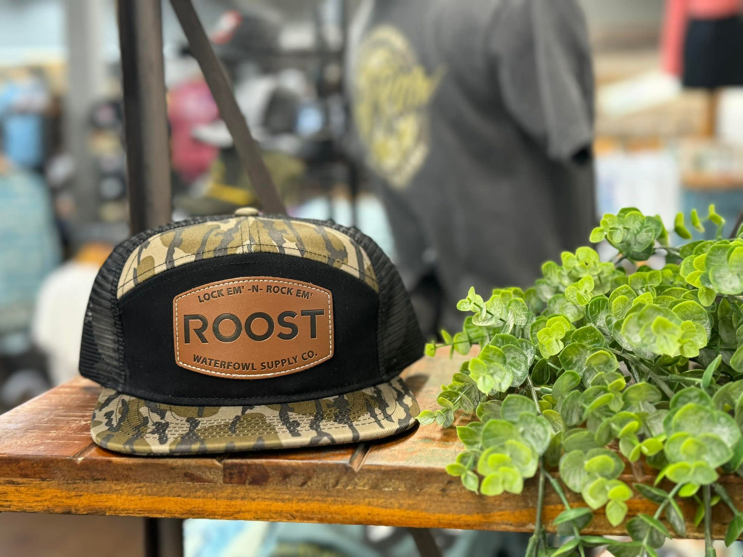 Roost Leather Patch 7 Panel Snapback Hat