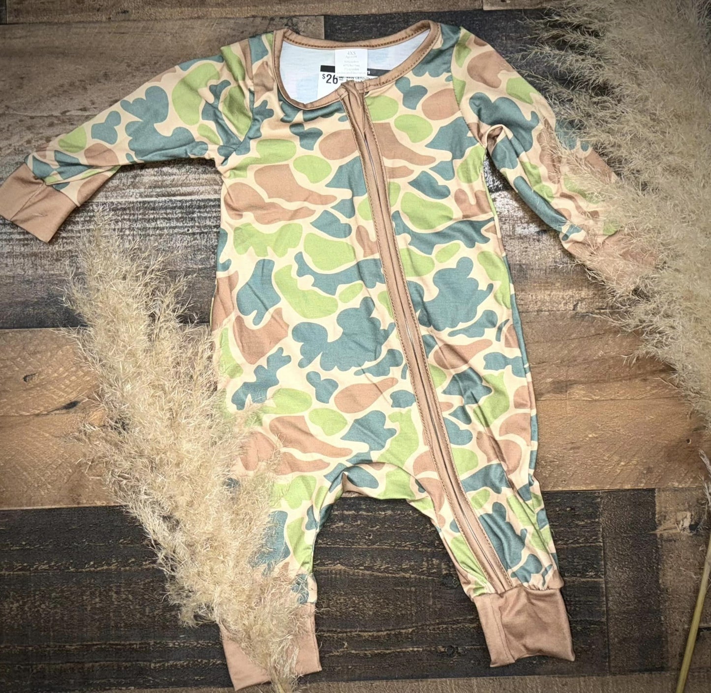 Baby Camouflage Print Bamboo Zip Sleeper