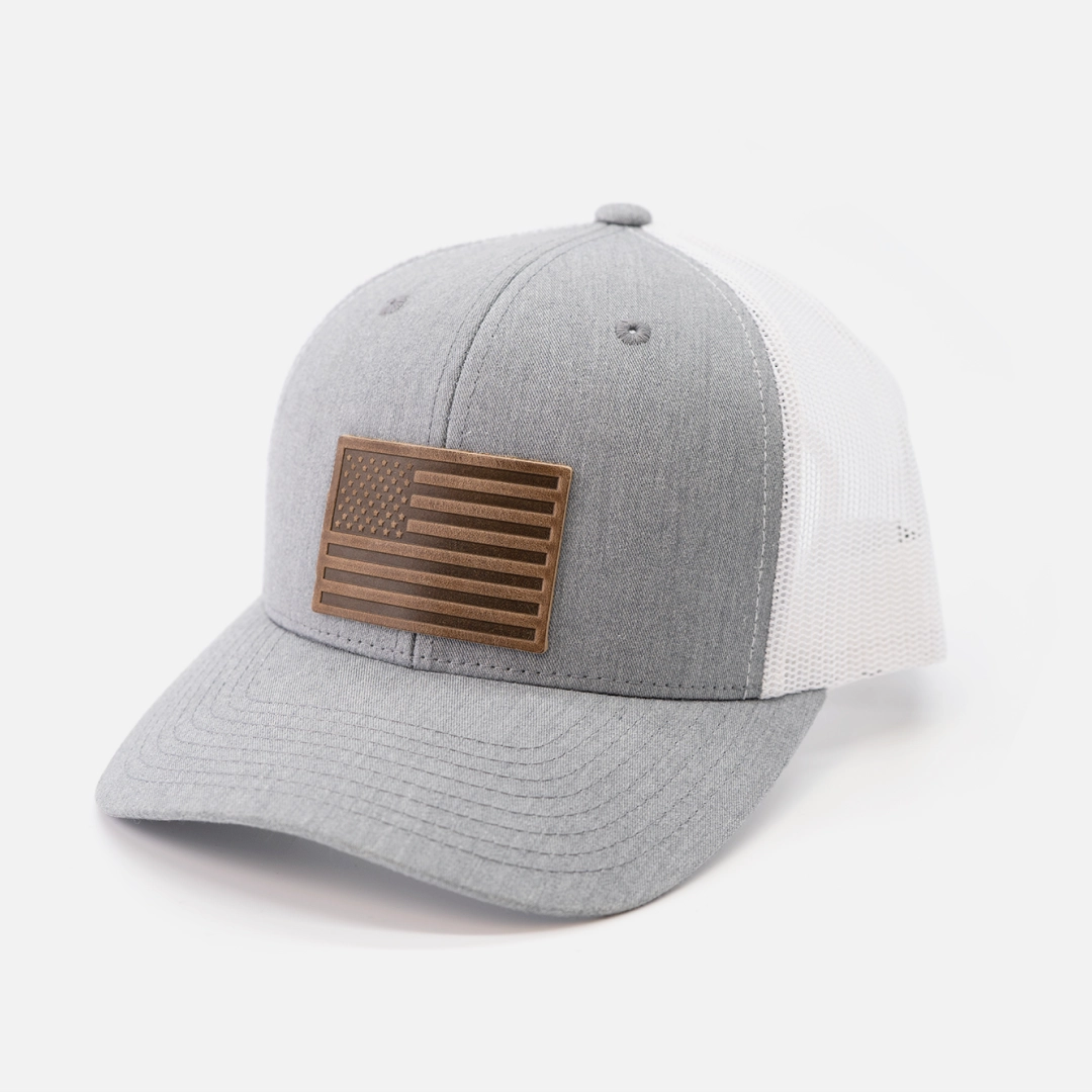Range Leather Co. American Flag Leather Patch Snapback Hat