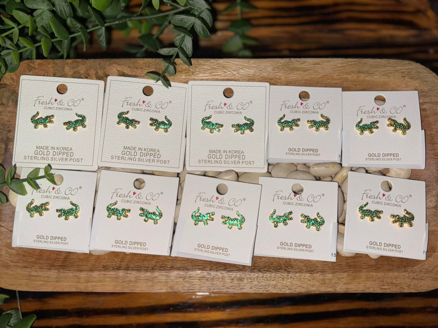 Gold Gator Stud Earrings