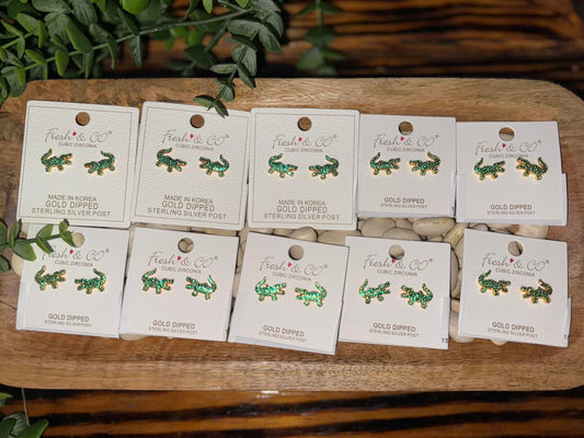 Gold Gator Stud Earrings