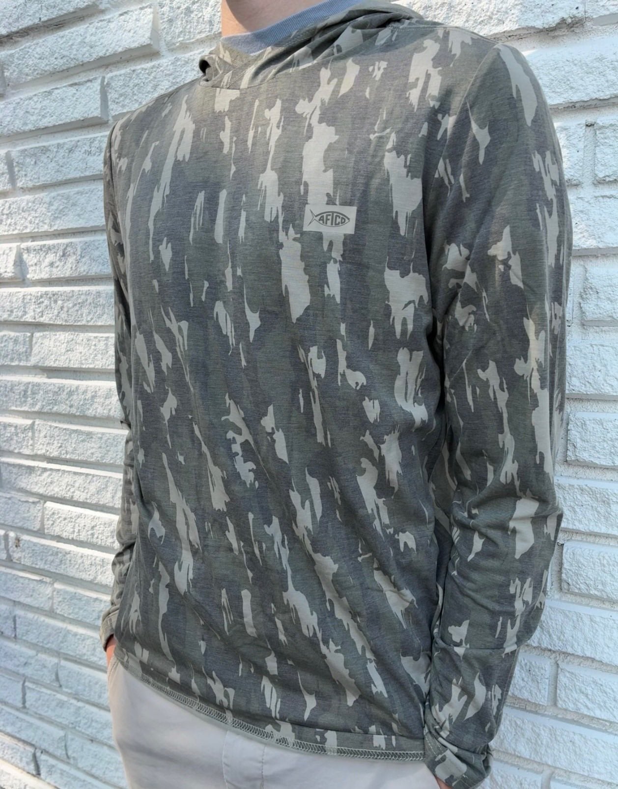Aftco Men's Ocean Bound UPF Printed Hood L/S Performance Shirt