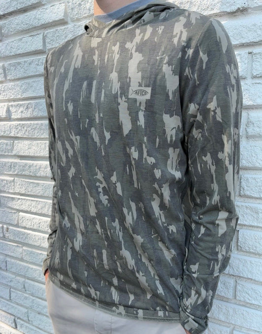 Aftco Men's Ocean Bound UPF Printed Hood L/S Performance Shirt