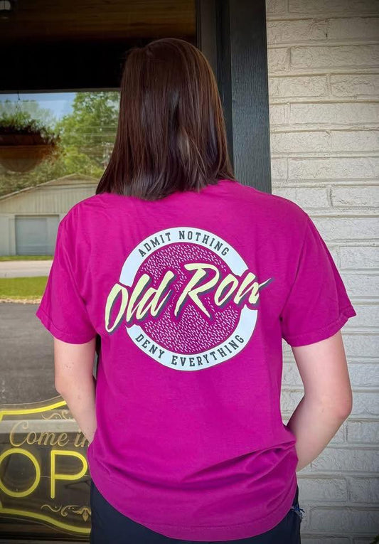 Old Row Outdoors Women's Boysenberry Circle Logo W Light Lavender/Green Pocket S/S TEE Shirt