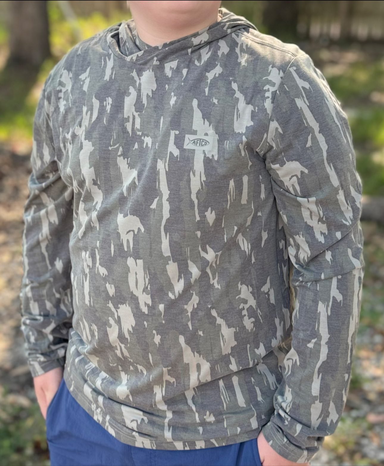 Aftco Men's Ocean Bound UPF Printed Hood L/S Performance Shirt