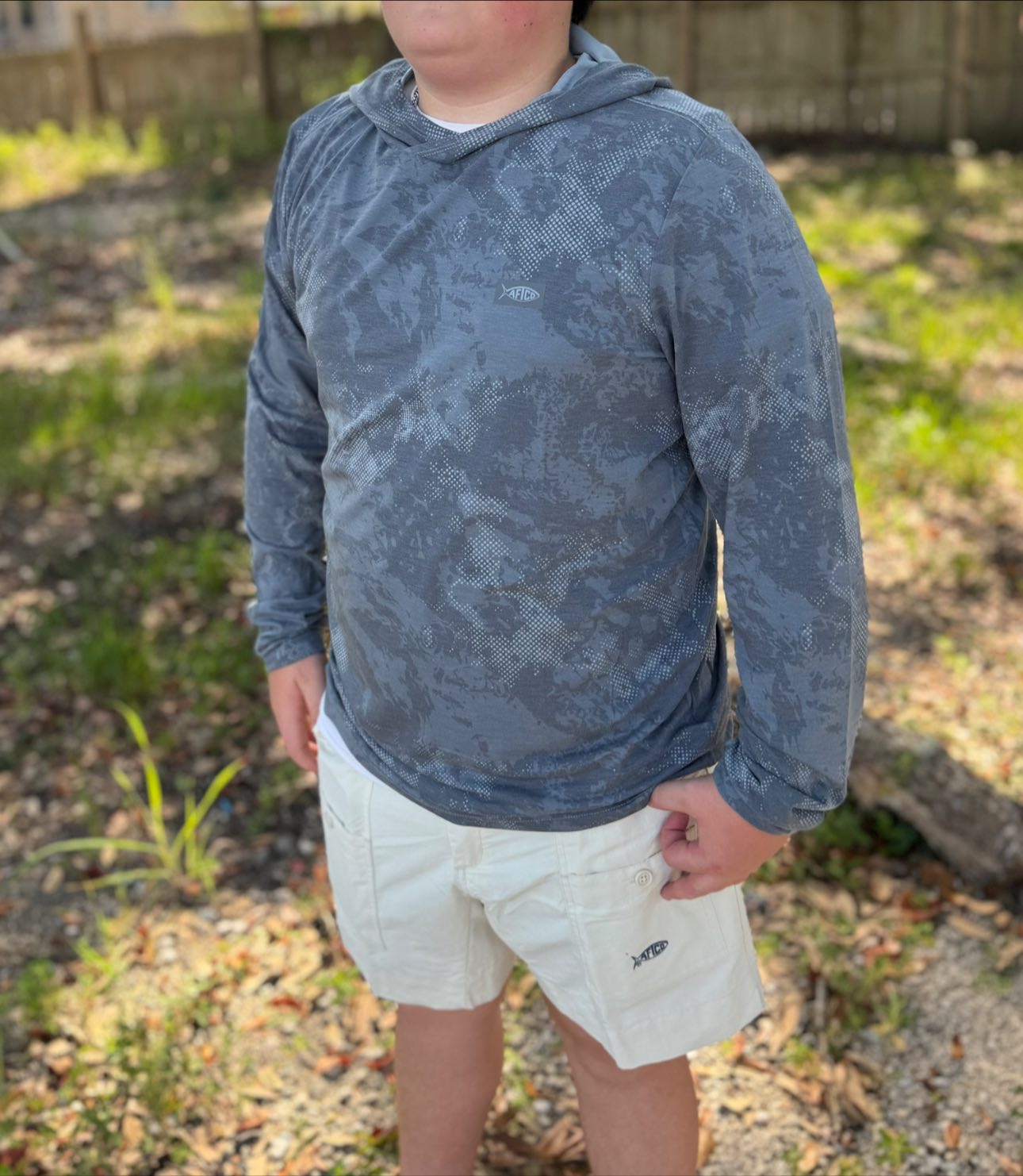 Aftco Men's Ocean Bound UPF Printed Hood L/S Performance Shirt