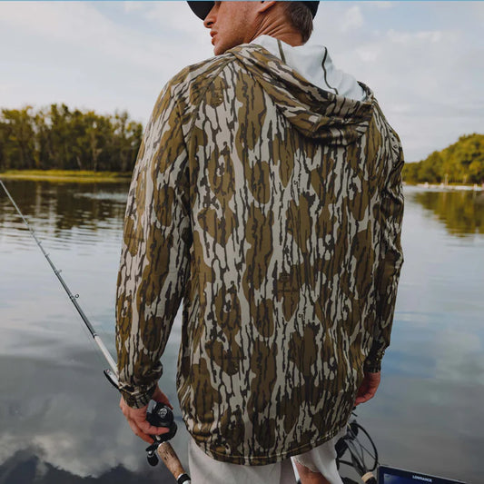 Aftco Men's Mossy Oak Performance Hood Performance L/S Shirt