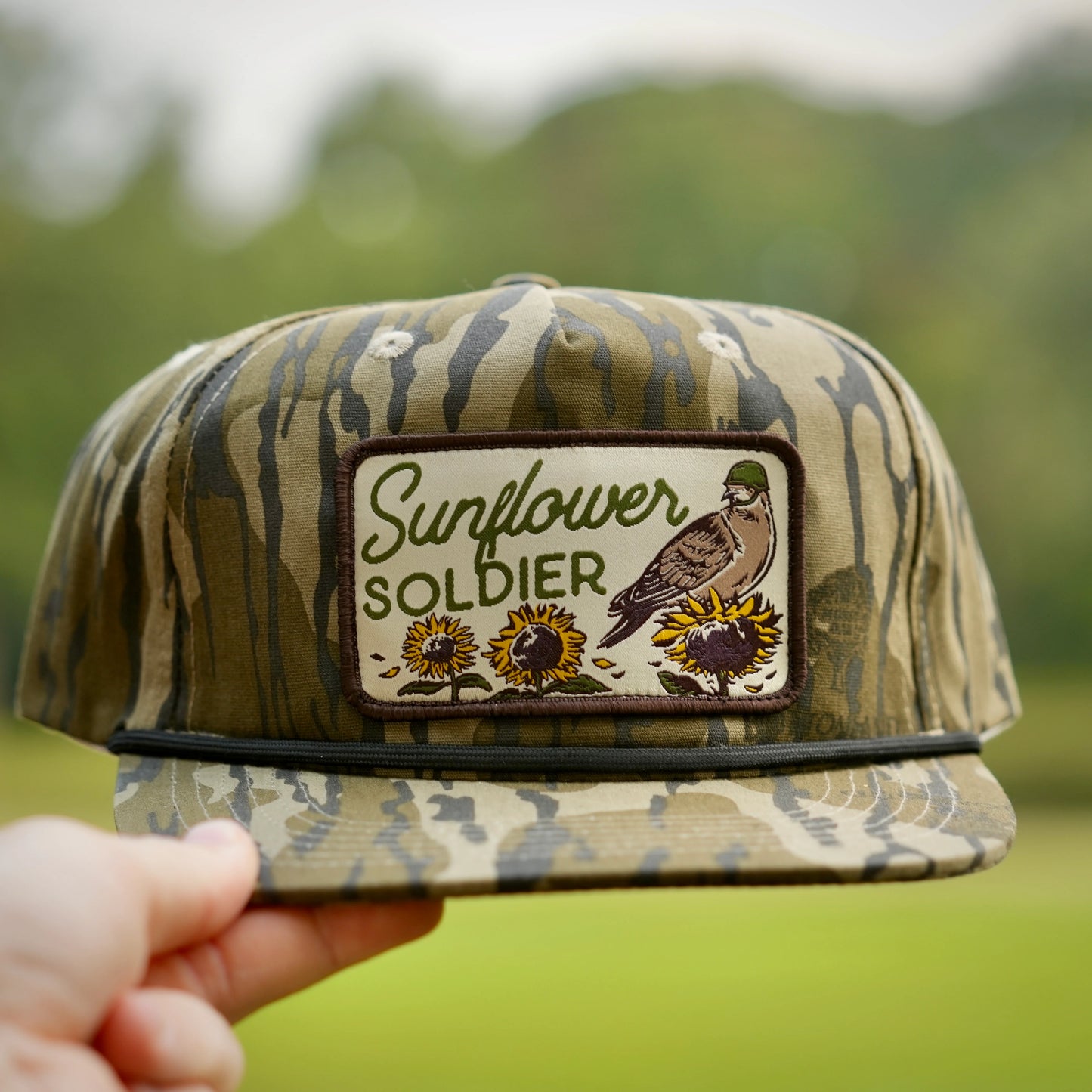 Panola Brand Dove Sunflower Soldier Patch Rope Snapback Hat