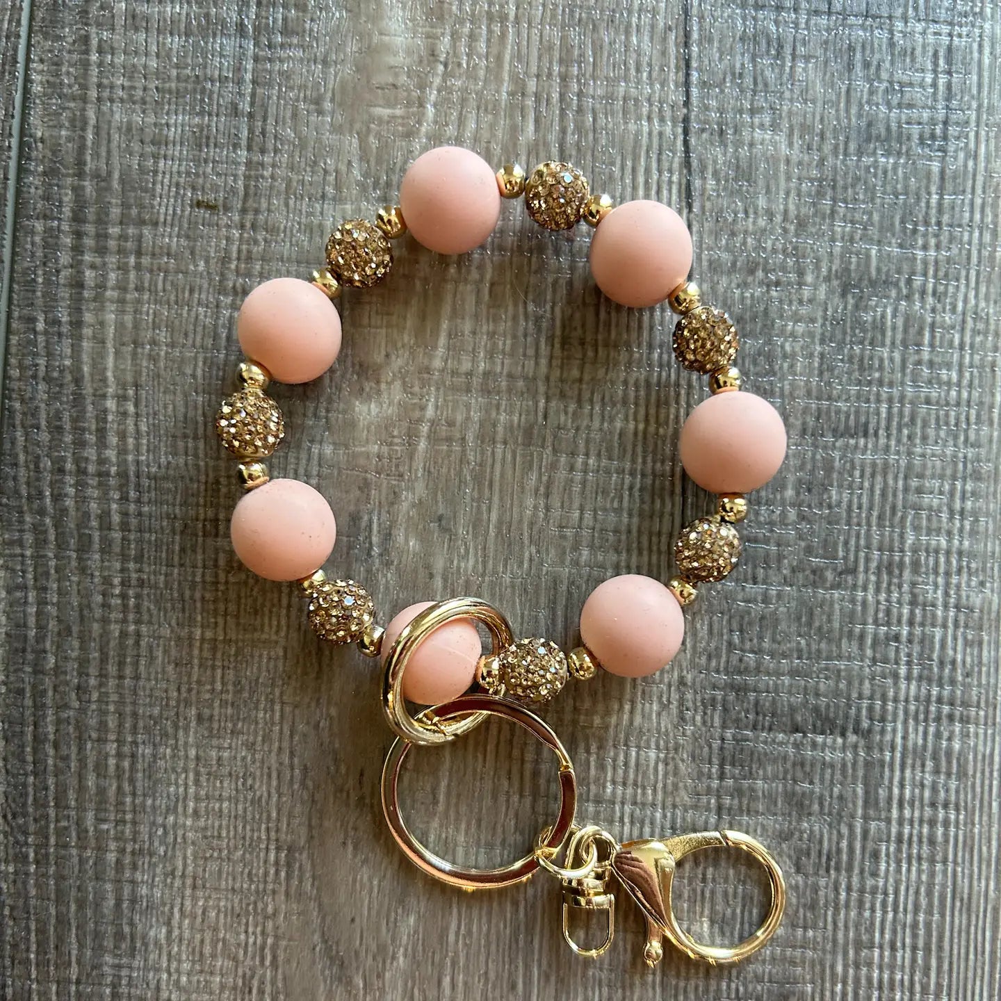 Jillian Ink Sparkly Gold and Peach Wristlet