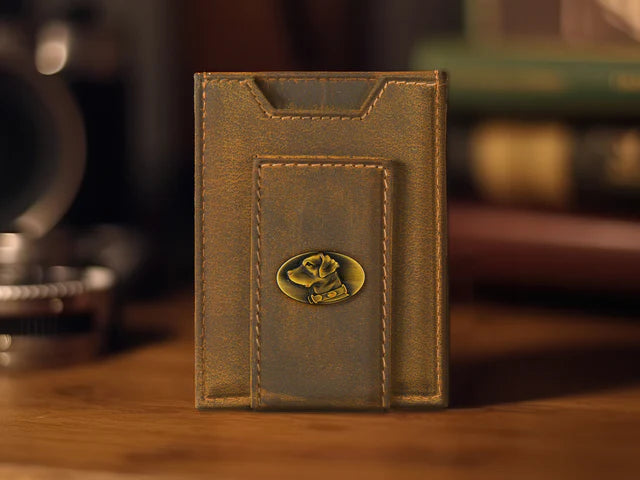 Zep Pro Vintage Tan Leather Magnetic Front Pocket Wallet