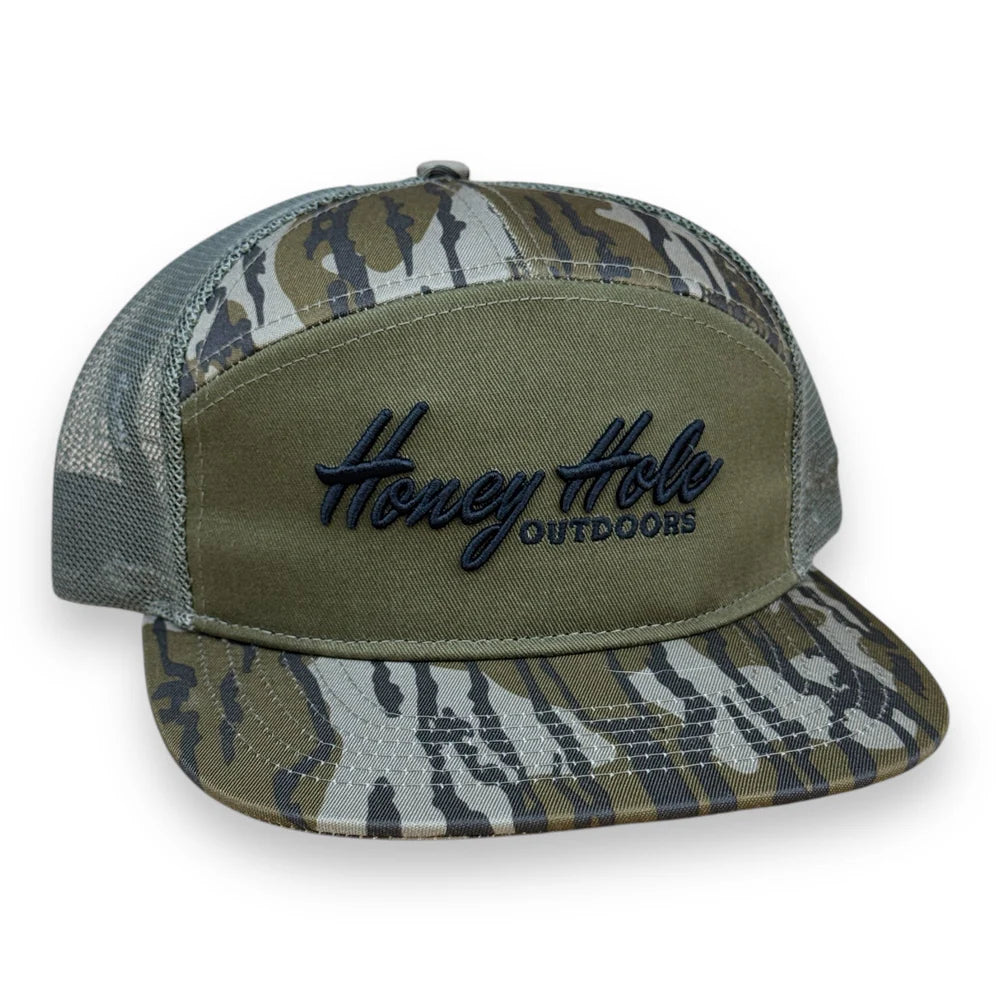 Honey Hole Outdoors Heritage Embroidered 7 panel Snapback Hat