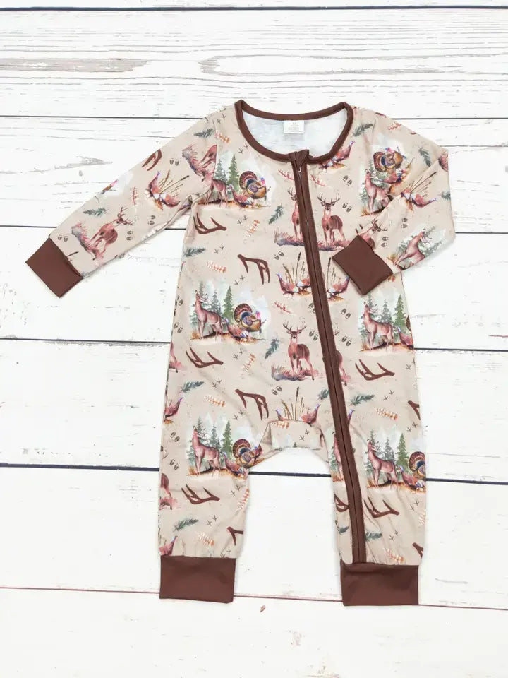 Baby Hunting Turkey/Deer Bamboo Zip Sleeper