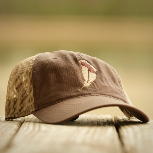 Panola Brand Feather Embroidered Unstructured Mesh Back Hat