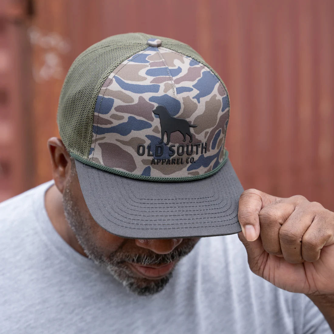 Old South Apparel Dog Outline Thicket Camo Rope Snapback Hat