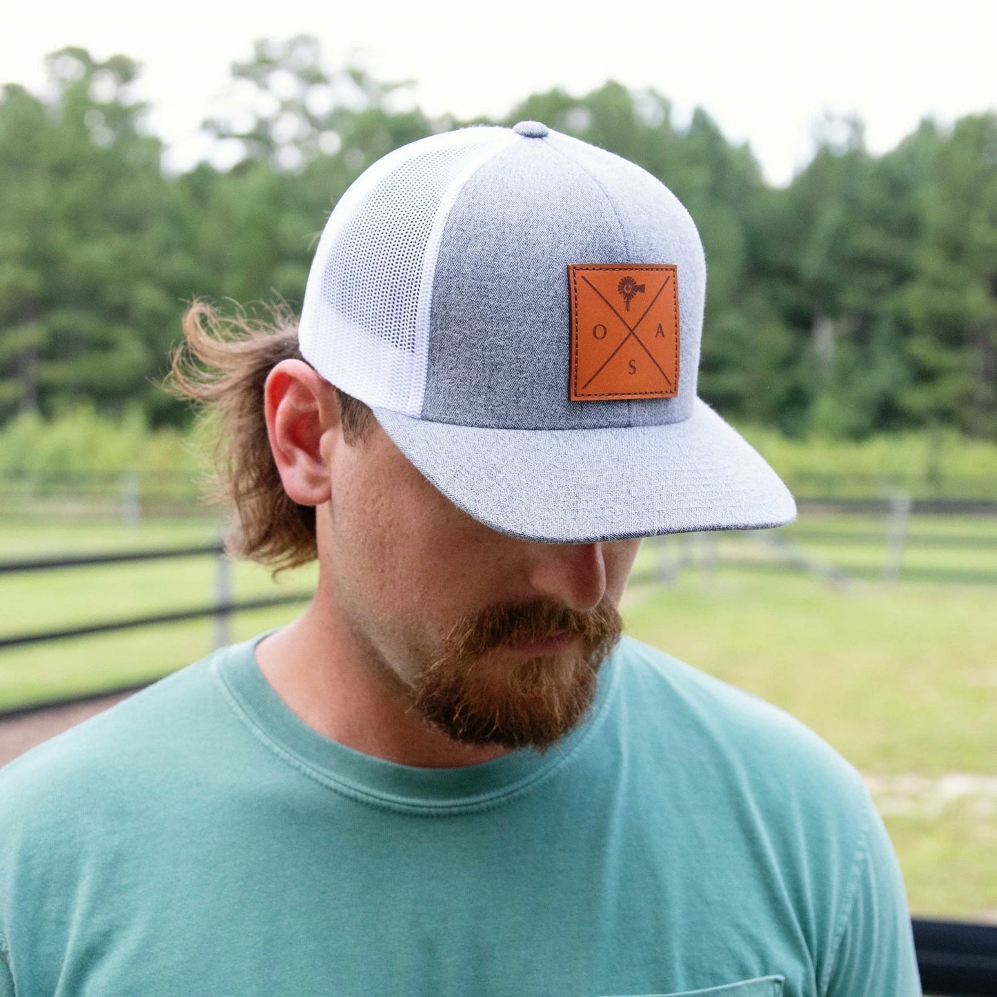 Old South Apparel Cross Leather Patch Snapback Hat