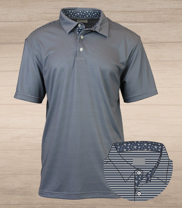 Struttin Cotton Men's Andy Stripe W Ducks Polo Shirt
