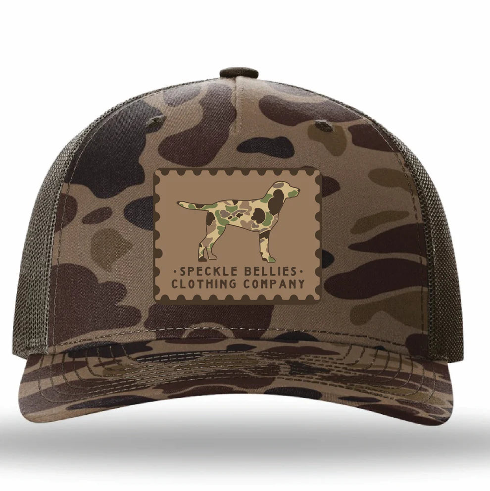 Speckle Bellies Camo Dog Sand Patch Snapback Hat