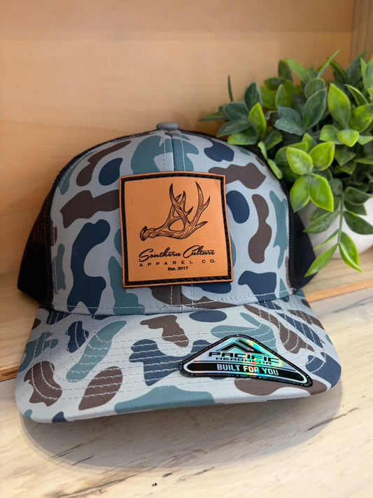 Southern Culture Antler Leather Patch Snapback Hat