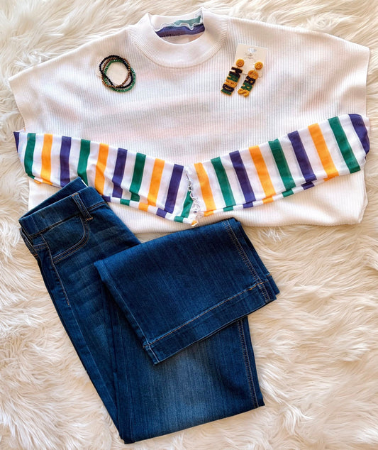 Masquerade Stripes Mesh Top