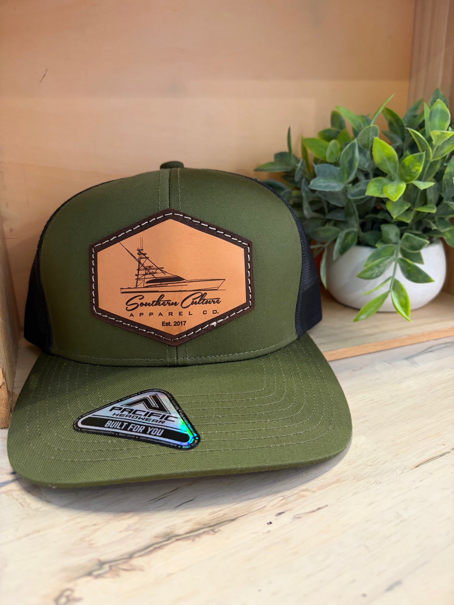 Southern Culture Leather Patch Sport-Fisher Boat Snapback Hat