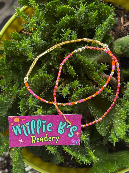 Pink/Orange Bracelet Stack