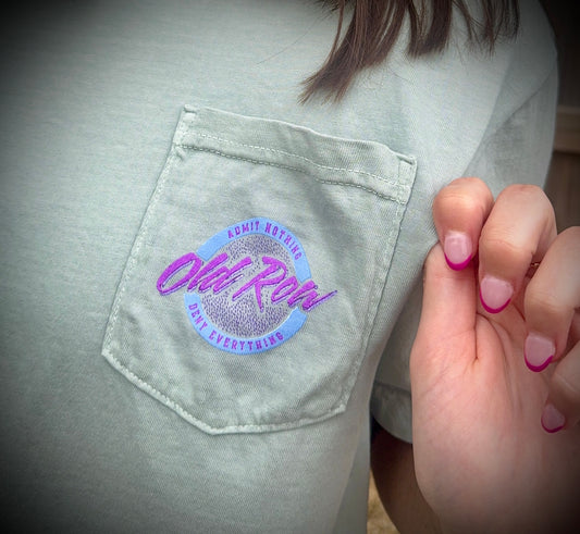 Old Row Outdoors Women's Circle Logo Bay w Purple Pocket S/S TEE Shirt