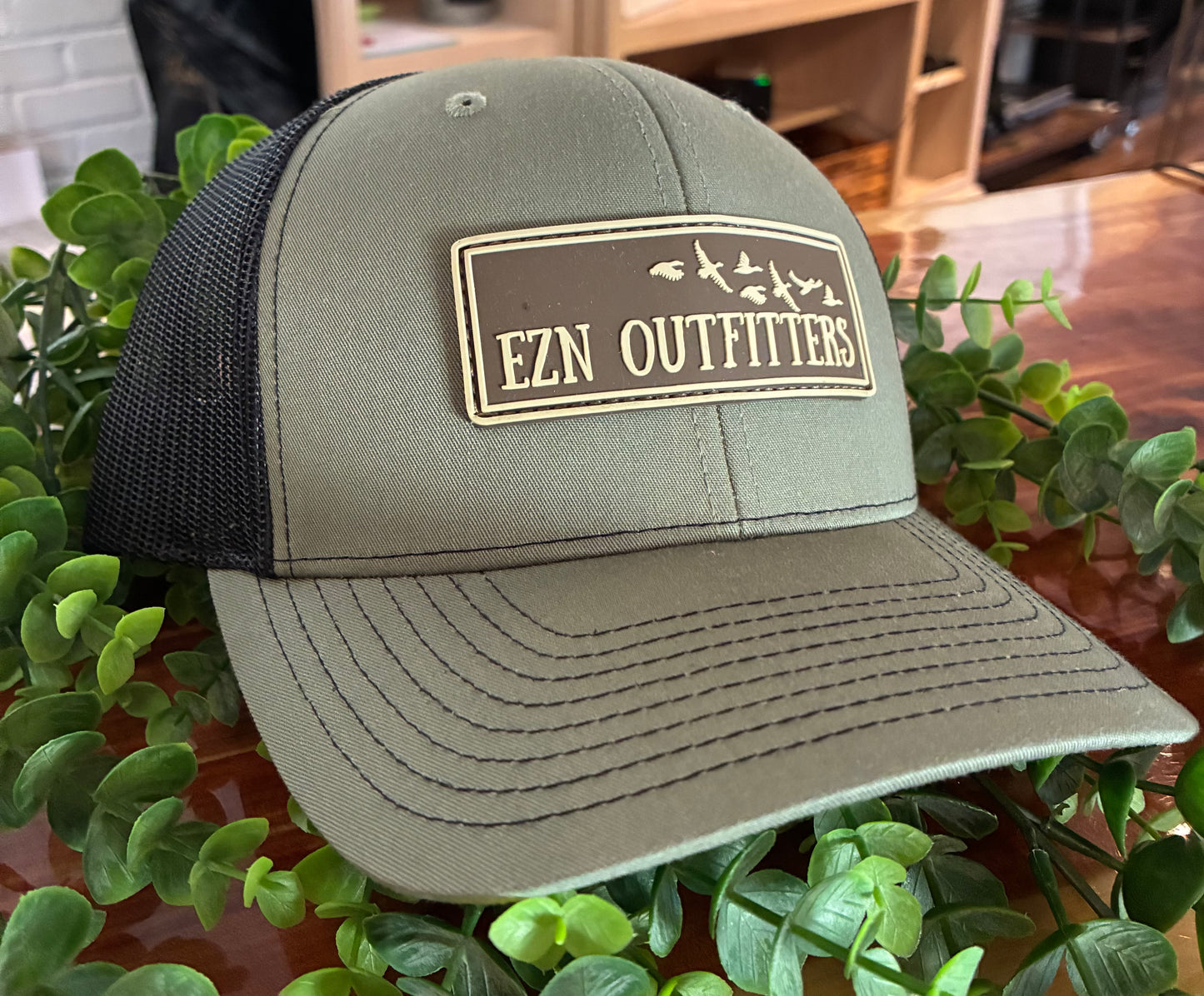 EZN Outfitters Brown Rubber Patch Logo Snapback Hat