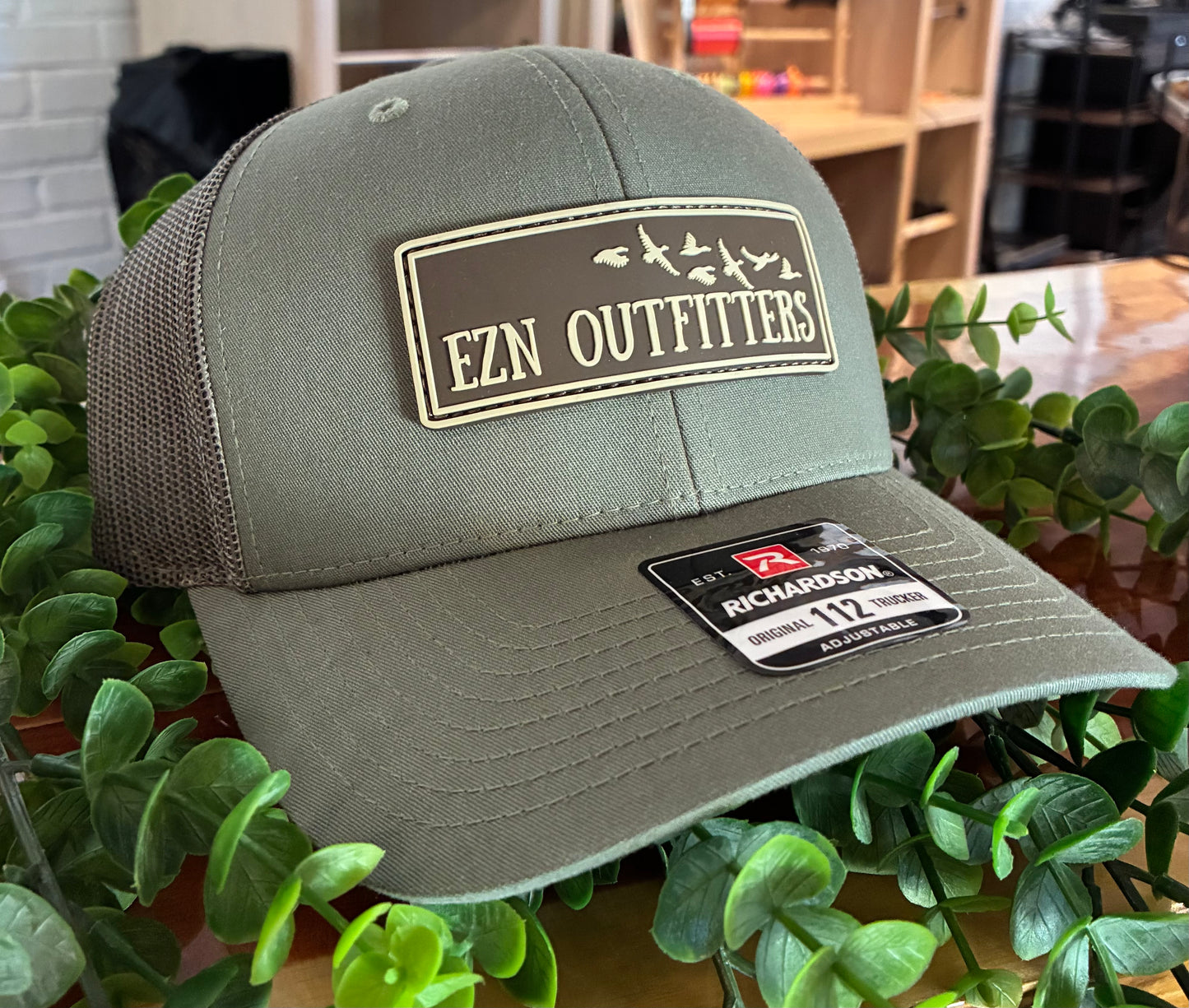 EZN Outfitters Brown Rubber Patch Logo Snapback Hat