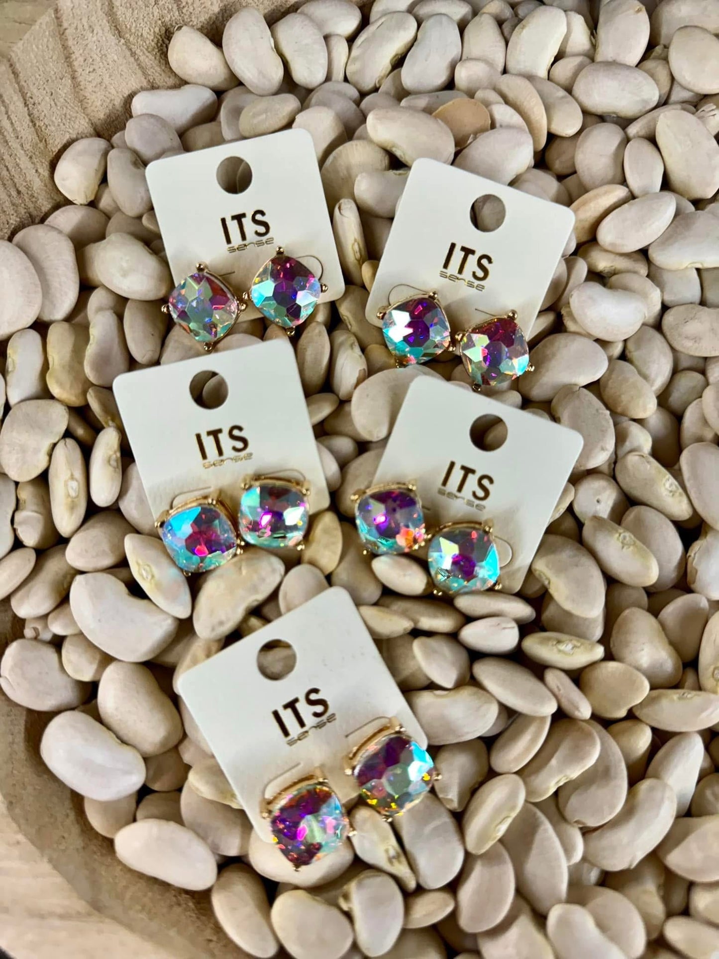 JHP Collections Dazzlings Variety Colors of Semi Precious Glass Stud Earrings