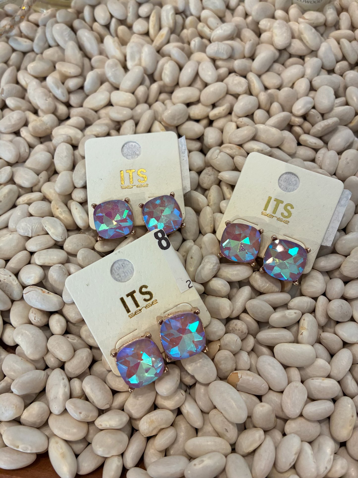 JHP Collections Dazzlings Variety Colors of Semi Precious Glass Stud Earrings
