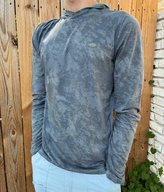 Aftco Men's Ocean Bound UPF Printed Hood L/S Performance Shirt