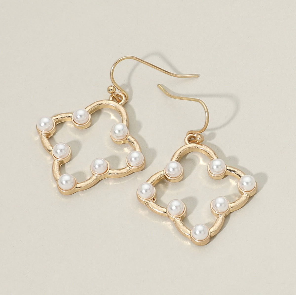 Pearl Accent Quatrefoil Earrings