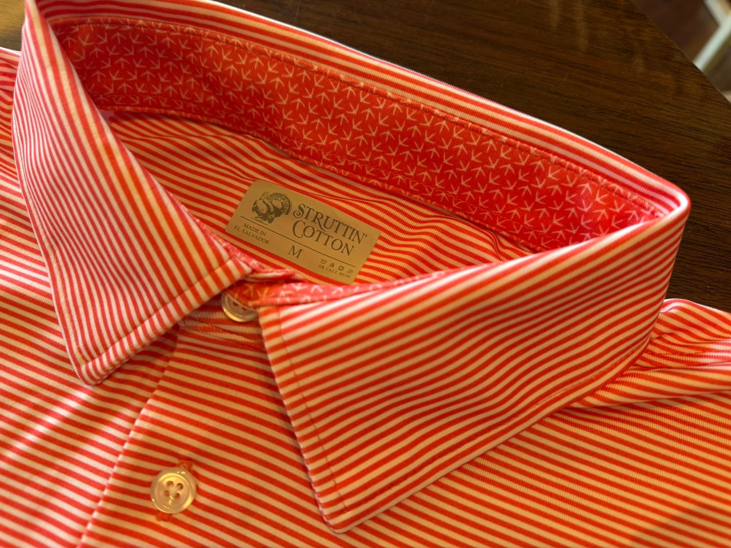 Struttin Cotton Men's Andy Stripe with Turkey Tracks Polo Shirt