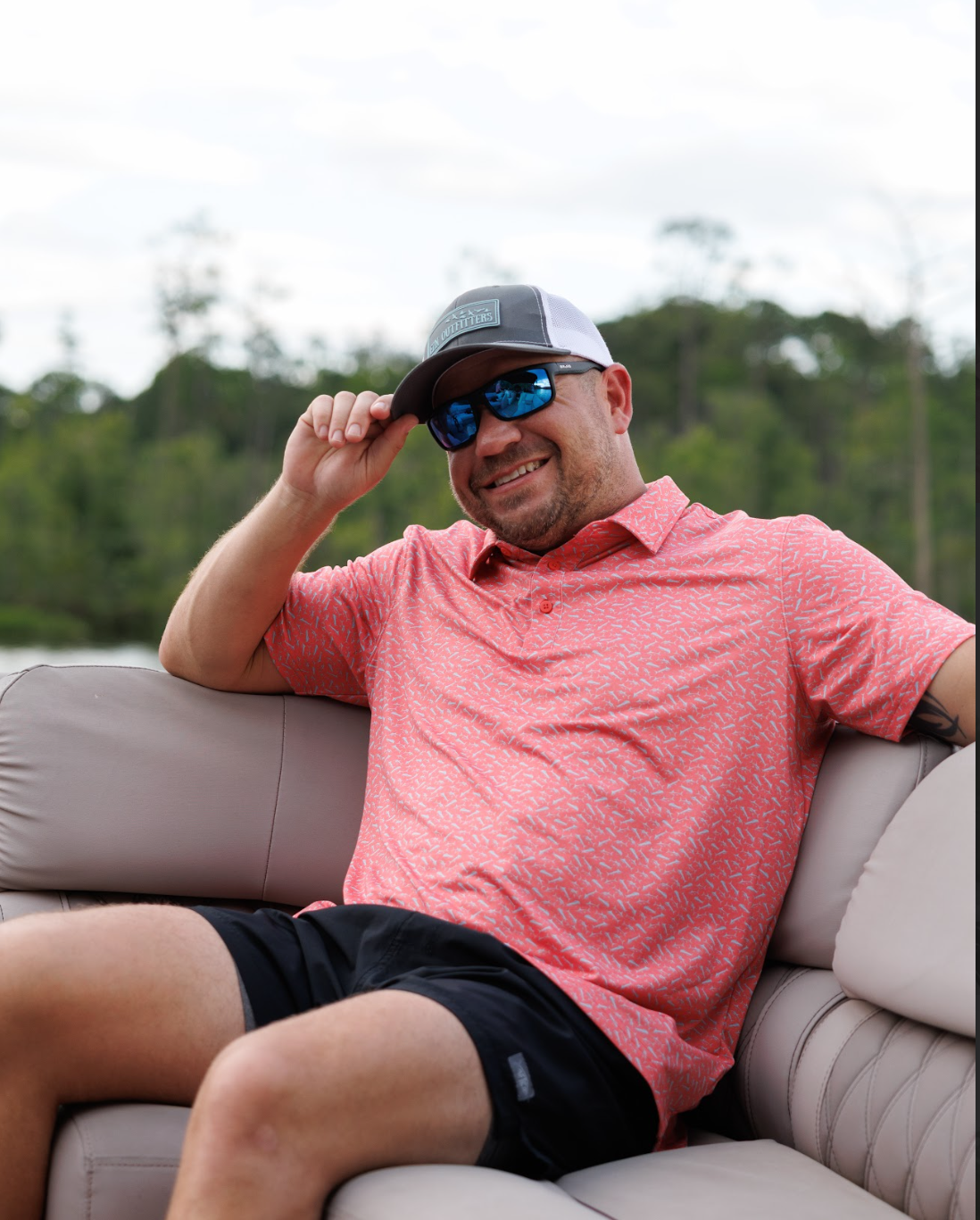 Aftco Men's Cypress Printed Polo Shirt