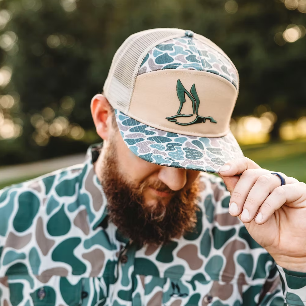 Roost Waterfowl Roost 3D Puff Duck Logo Embroidered 7 Panel Snapback Hat